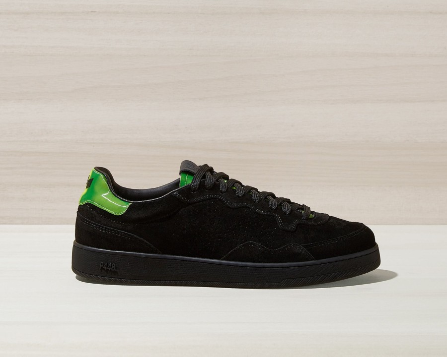 Men P448 Low Tops | Yam Black/Neon Green